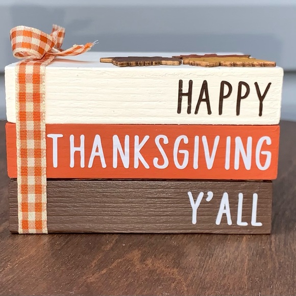 Farmhouse Thanksgiving Fall Bookstack Tiered Tray Holiday Decorations Decor - Picture 1 of 2